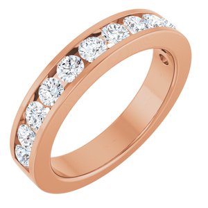 14K Rose 1 CTW Natural Diamond Channel-Set Matching Band