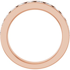 14K Rose 1 CTW Natural Diamond Channel-Set Matching Band