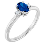 14K White Lab-Grown Blue Sapphire & .04 CTW Natural Diamond Ring