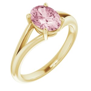 14K Yellow Natural Pink Morganite Ring