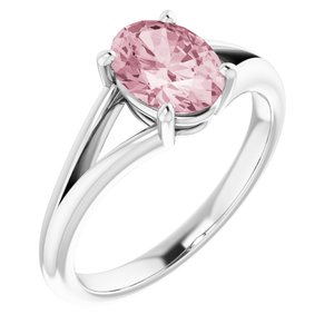 Platinum Natural Pink Morganite Ring