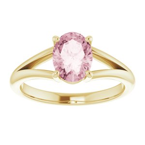 14K Yellow Natural Pink Morganite Ring