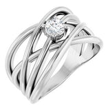 14K White 1/4 CT Natural Diamond Criss-Cross Ring