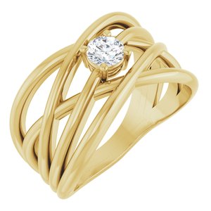 14K Yellow 1/4 CT Natural Diamond Criss-Cross Ring