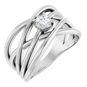 Platinum 1/4 CT Natural Diamond Criss-Cross Ring