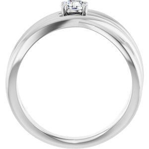 14K White 1/4 CT Natural Diamond Criss-Cross Ring