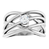 14K White 1/4 CT Natural Diamond Criss-Cross Ring