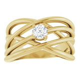 14K Yellow 1/4 CT Natural Diamond Criss-Cross Ring