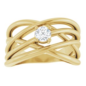 14K Yellow 1/4 CT Natural Diamond Criss-Cross Ring