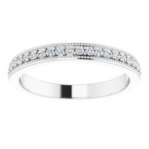 14K White 1/4 CTW Diamond Milgrain Matching Band