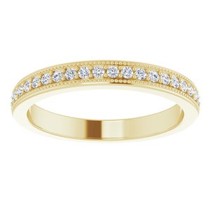 14K Yellow 1/4 CTW Diamond Milgrain Matching Band