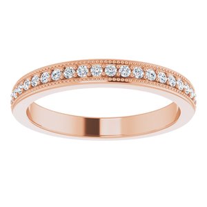 14K Rose 1/4 CTW Diamond Milgrain Matching Band