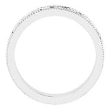 14K White 4 mm Milgrain Edge Floral Flat Band Size 4