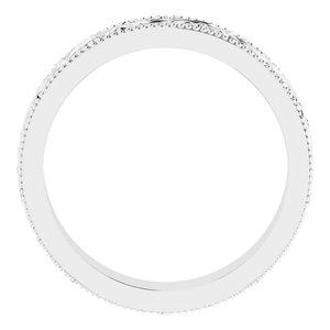 14K White 4 mm Milgrain Edge Floral Flat Band Size 4