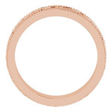 14K Rose 4 mm Milgrain Edge Floral Flat Band Size 4