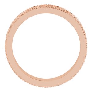 14K Rose 4 mm Milgrain Edge Floral Flat Band Size 4