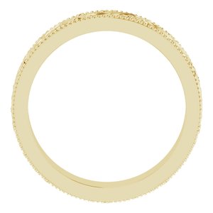 14K Yellow 4 mm Milgrain Edge Floral Flat Band Size 4