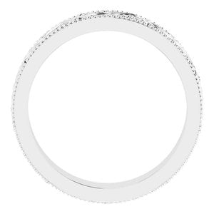 Platinum 4 mm Milgrain Edge Floral Flat Band Size 4.5
