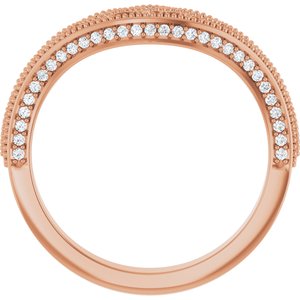 14K Rose 1/8 CTW Natural Diamond Matching Band