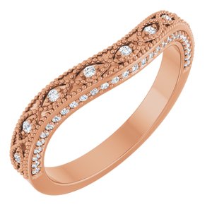 14K Rose 1/8 CTW Natural Diamond Matching Band