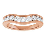 14K Rose 3/4 CTW Natural Diamond Contour Band