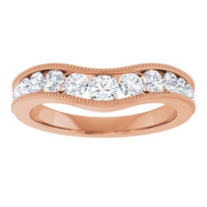 14K Rose 3/4 CTW Natural Diamond Contour Band