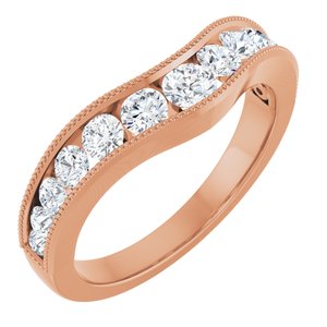 14K Rose 3/4 CTW Natural Diamond Contour Band
