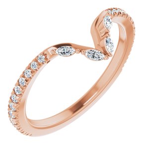 14K Rose 1/4 CTW Natural Diamond French-Set Matching Band
