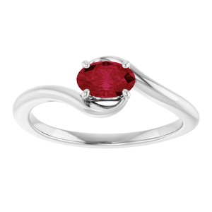 14K White Lab-Grown Ruby Ring