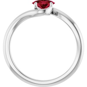14K White Lab-Grown Ruby Ring