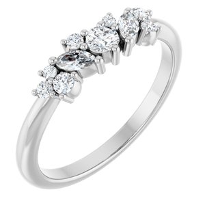 14K White 1/3 CTW Natural Diamond Multi-Shape Ring