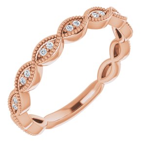 14K Rose 1/8 CTW Natural Diamond Band for 6.5 mm Round Ring