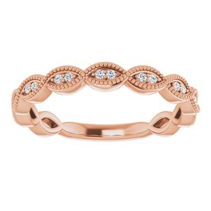 14K Rose 1/8 CTW Natural Diamond Band for 6.5 mm Round Ring
