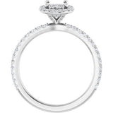 14K White 7x5 mm Oval 1/3 CTW Natural Diamond Semi-Set Halo-Style Engagement Ring