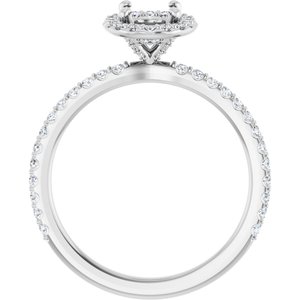 14K White 7x5 mm Oval 1/3 CTW Natural Diamond Semi-Set Halo-Style Engagement Ring