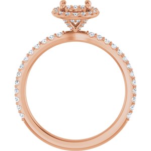 14K Rose 7x5 mm Oval 1/3 CTW Natural Diamond Semi-Set Halo-Style Engagement Ring