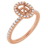 14K Rose 7x5 mm Oval 1/3 CTW Natural Diamond Semi-Set Halo-Style Engagement Ring