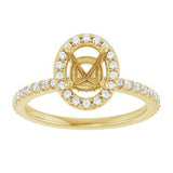 14K Yellow 7x5 mm Oval 1/3 CTW Natural Diamond Semi-Set Halo-Style Engagement Ring