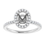 14K White 7x5 mm Oval 1/3 CTW Natural Diamond Semi-Set Halo-Style Engagement Ring