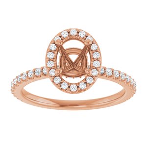 14K Rose 7x5 mm Oval 1/3 CTW Natural Diamond Semi-Set Halo-Style Engagement Ring