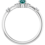 14K White Lab-Grown Alexandrite & 1/6 CTW Natural Diamond Halo-Style Ring