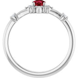 14K White Lab-Grown Ruby & 1/6 CTW Natural Diamond Halo-Style Ring
