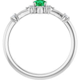 14K White Lab-Grown Emerald & 1/6 CTW Natural Diamond Halo-Style Ring