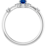 14K White Lab-Grown Blue Sapphire & 1/6 CTW Natural Diamond Halo-Style Ring