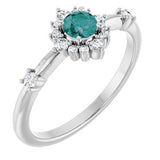 14K White Lab-Grown Alexandrite & 1/6 CTW Natural Diamond Halo-Style Ring