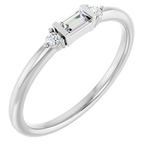 14K White 1/8 CTW Natural Diamond Stackable Ring