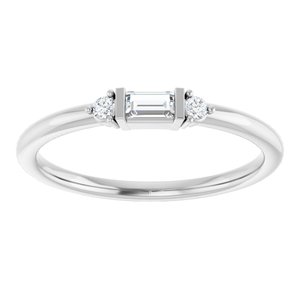 14K White 1/8 CTW Natural Diamond Stackable Ring