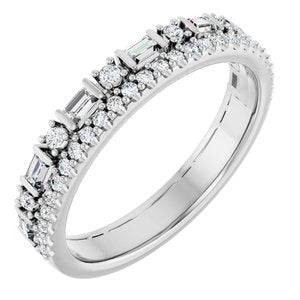 Platinum 3/8 CTW Natural Diamond Double Row Anniversary Band