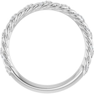 14K White 1/10 CTW Natural Diamond Rope Anniversary Band