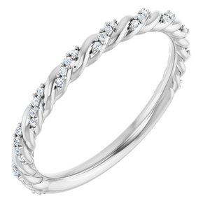 14K White 1/10 CTW Natural Diamond Rope Anniversary Band
